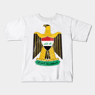 Iraq // Faded Vintage Style Flag Art Design Kids T-Shirt